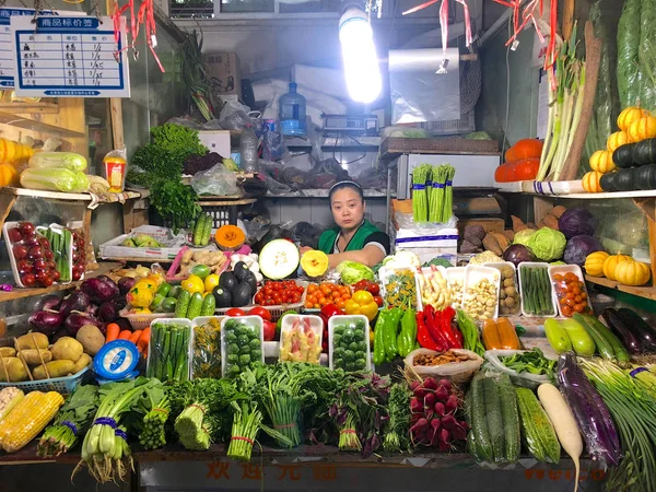 Mercado Con Varias Verduras Colores Beijing China — Foto de Stock
