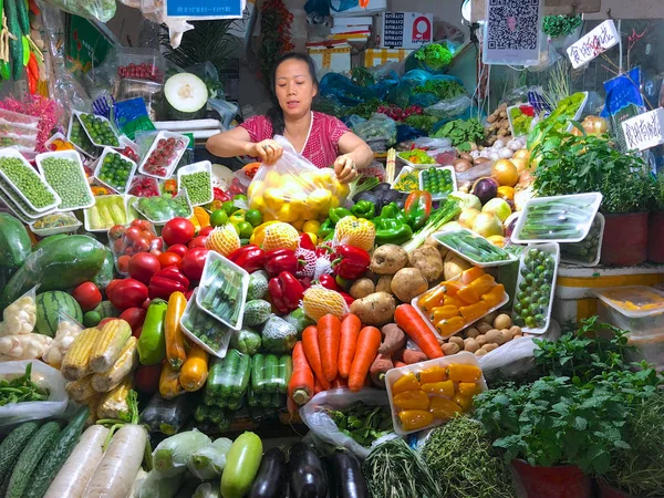 Mercado Con Varias Verduras Colores Beijing China — Foto de Stock