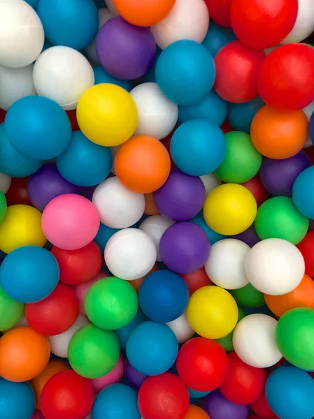 Bovenaanzicht Kleurrijke Plastic Ballen Een Zwembad Plastic Kleurrijke Ballen Voor — Stockfoto