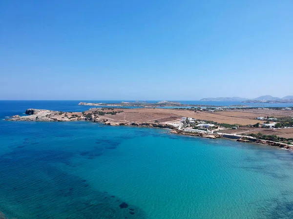 Vista Aérea Costa Grécia Com Bela Água Azul Durante Verão — Fotografia de Stock