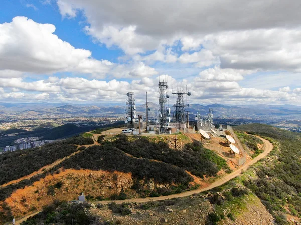 Veduta Aerea Delle Antenne Telecomunicazione Sulla Cima Della Black Mountain — Foto Stock