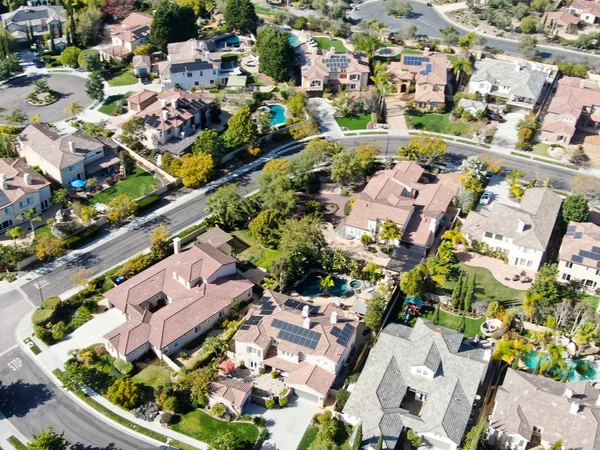 Aerial View Suburban Neighborhood Identical Wealthy Villas Next Each Other — Stock Photo, Image