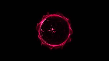 Pembe, kırmızı dairesel shinning parlayan ışık halkası ışıltı güçlü etkisi toz patlama. Parlak neon siyah arka plan üzerine yayın. Yıldız çerçeve galaxy ve boşluk dijital kavramı.