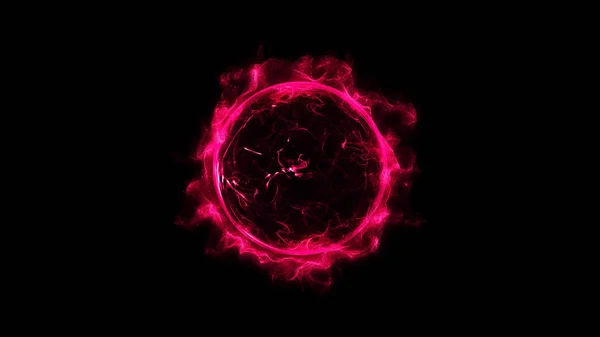 Rosafarbene Kreisförmig Leuchtende Lichtringe Funkeln Mit Gewaltiger Staubexplosion Helles Neon — Stockfoto