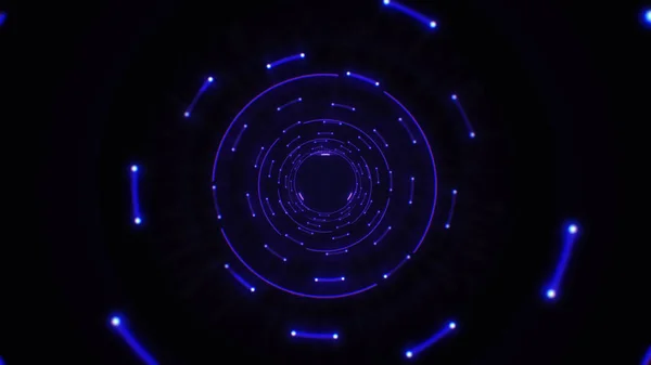 Blue abstract light circles seamless looping. Animation of an abstract background tunnel loop with shiny light circles. Futuristic illumination neon space. Abstract circles neon tunnel.