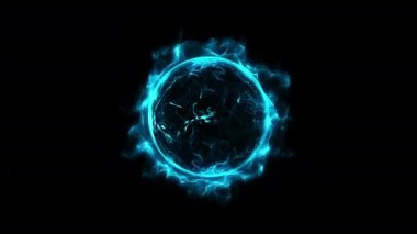 Animasyon mavi dairesel Shinning parlayan ışık halka güçlü etkisi toz patlama ışıltı. Siyah arka planda parlak neon Scatter. Yıldız çerçevesi galaksi ve uzay dijital kavramı.