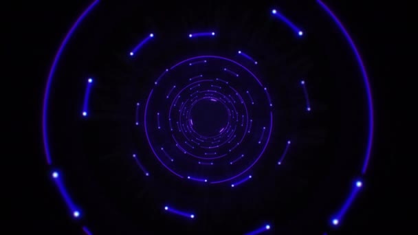 Cercles Lumière Abstraits Bleus Boucle Transparente Animation Une Boucle Tunnel — Video