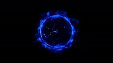 Animasyon mavi dairesel Shinning parlayan ışık halka güçlü etkisi toz patlama ışıltı. Siyah arka planda parlak neon Scatter. Yıldız çerçevesi galaksi ve uzay dijital kavramı.