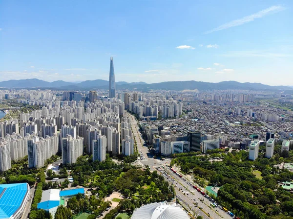 Vista Aérea Del Paisaje Urbano Seúl Corea Del Sur Vista —  Fotos de Stock