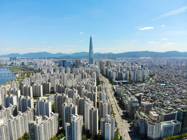 Vista Aérea Del Paisaje Urbano Seúl Corea Del Sur Vista —  Fotos de Stock