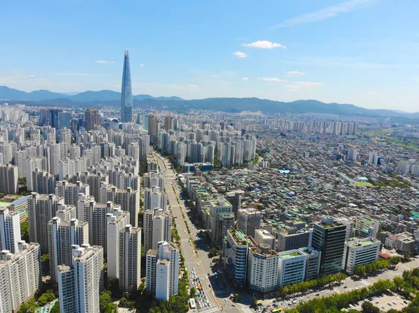 Vista Aérea Del Paisaje Urbano Seúl Corea Del Sur Vista —  Fotos de Stock