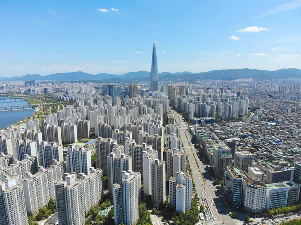 Vista Aérea Del Paisaje Urbano Seúl Corea Del Sur Vista —  Fotos de Stock