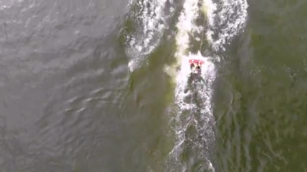 Barco Moto Acuática Pequeño Embarcadero Río Hanang Seúl Corea Del — Vídeo de stock