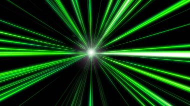 Yeşil alan warp girme. Arka plan ile hızlı uçan hafif çizgiler. Hız hattı ve parlayan tünele uçan çizgileri.  