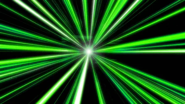 Wprowadzając Zielony Czasoprzestrzenny Tło Szybko Pływające Smugi Światła Prędkość Linii — Zdjęcie stockowe