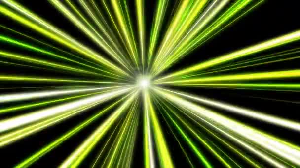 Entrando Curvatura Espacial Amarilla Verde Fondo Abstracto Con Rayas Luz — Vídeo de stock