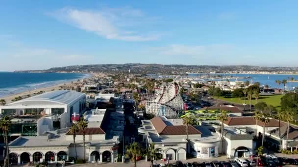 Luchtfoto Van Iconische Giant Dompeler Achtbaan Belmont Park Een Pret — Stockvideo