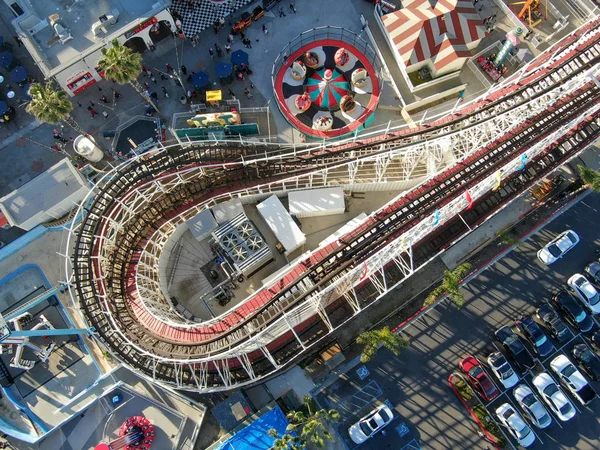 Aerial View Iconic Giant Dipper Roller Coaster Belmont Park Amusement — Stock Photo, Image