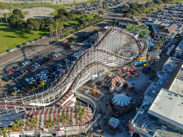 Flygbild Ikoniska Giant Dipper Berg Och Dalbana Belmont Park Nöjes — Stockfoto