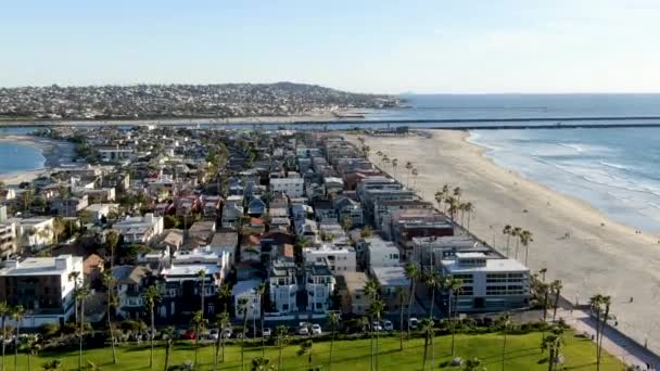 Luchtfoto Van Mission Bay Stranden San Diego Californië Usa Gemeenschap — Stockvideo