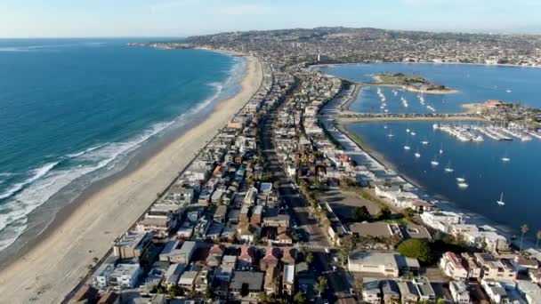 Vista Aérea Mission Bay Beaches San Diego Califórnia Eua Comunidade — Vídeo de Stock