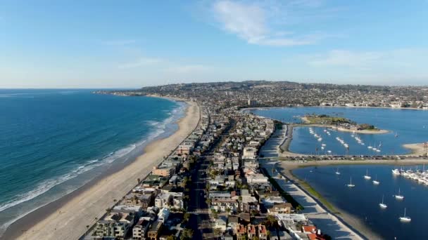 Letecký Pohled Záliv Mission Pláže San Diegu Kalifornii Usa Společenství — Stock video