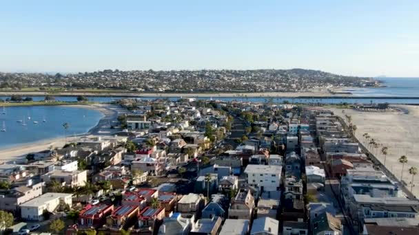 Вид Воздуха Mission Bay Beaches Сан Диего Калифорния Сша Сообщество — стоковое видео