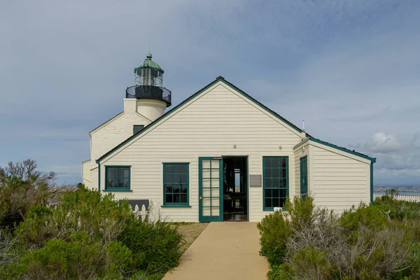 Původní Point Loma Lighthouse Historického Majáku Nachází Poloostrově Point Loma — Stock fotografie