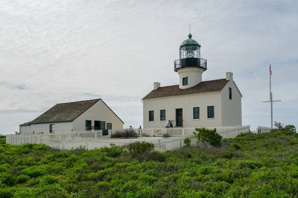 Původní Point Loma Lighthouse Historického Majáku Nachází Poloostrově Point Loma — Stock fotografie