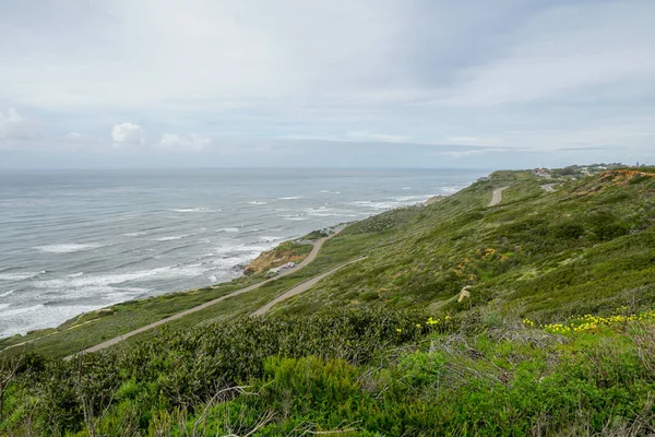 米国カリフォルニア州 サンディエゴ湾の河口ポイント山ロマ半島の上から海の眺め カブリヨ ナショナル モニュメントに位置しています — ストック写真