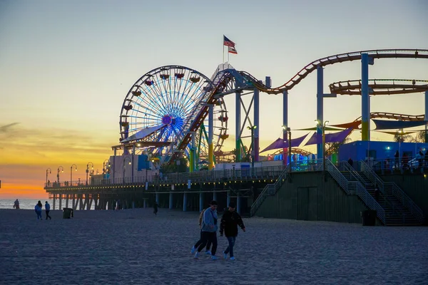 Pazifikpark Während Des Sonnenuntergangs Vergnügungspark Für Familien Der Seebrücke Santa — Stockfoto