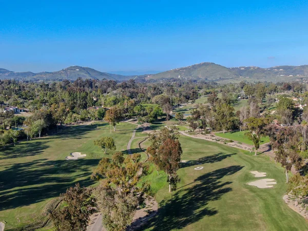 Aerial View Beautiful Wealthy Green Golf Course Next Valley San — Stock Photo, Image