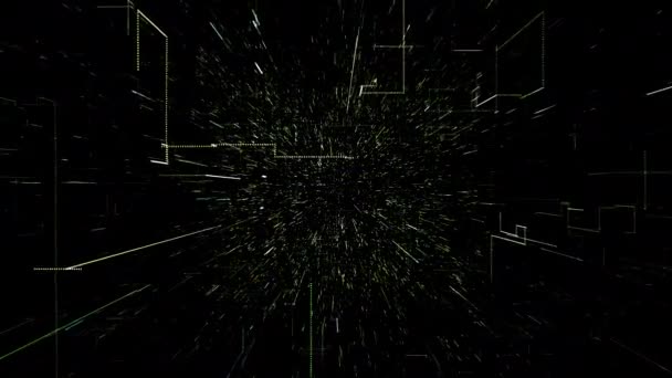 Groene Abstracte Virtuele Ruimte Illustratie Die Door Digitale Data Tunnel — Stockvideo