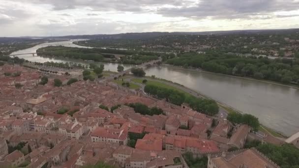 Flygvy Över Avignon Popes Palats Provence Södra Frankrike — Stockvideo