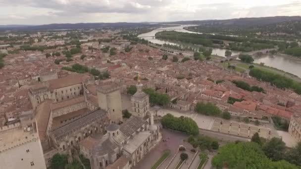 Flygvy Över Avignon Popes Palats Provence Södra Frankrike — Stockvideo