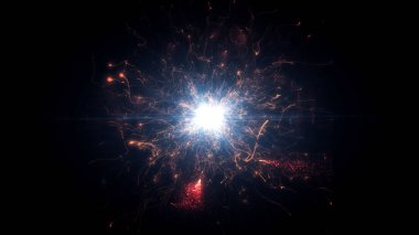 Parlak yuvarlak enerji yapısında fütüristik uzay parçacıkları. uzay küre Vfx tasarım elemanı. Soyut renkli ışıklar arka plan animasyon güç elektrik manyetik enerji ışını.