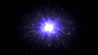 Parlak yuvarlak enerji yapısında pembe ve mor fütüristik uzay parçacıkları. uzay küre Vfx tasarım elemanı. Soyut renkli ışıklar arka plan animasyon güç elektrik manyetik enerji ışını.