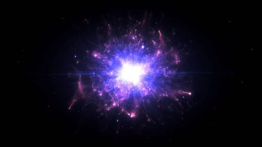 Parlak yuvarlak enerji yapısında pembe ve mor fütüristik uzay parçacıkları. uzay küre Vfx tasarım elemanı. Soyut renkli ışıklar arka plan animasyon güç elektrik manyetik enerji ışını.