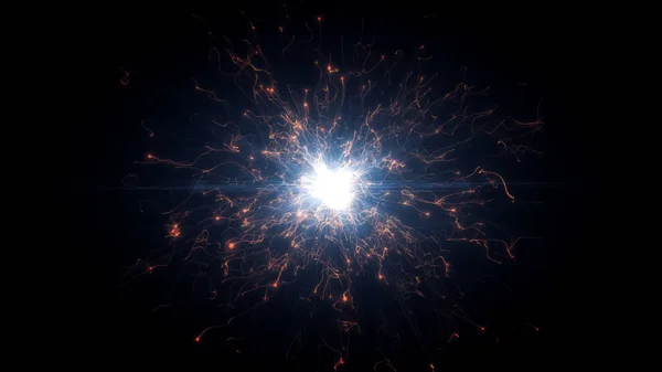 明るい丸いエネルギー構造の未来的な宇宙粒子 スペースオーブVfxデザイン要素 抽象的なカラフルなライト背景アニメーションエネルギー光電力電磁界 — ストック写真
