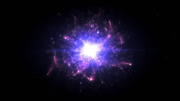 Partículas Espaciales Futuristas Rosa Púrpura Brillante Estructura Energía Redonda Espacio — Foto de Stock