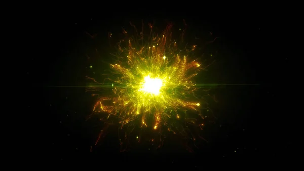 Partículas Espaciales Futuristas Amarillas Brillante Estructura Energía Redonda Espacio Orbe — Foto de Stock