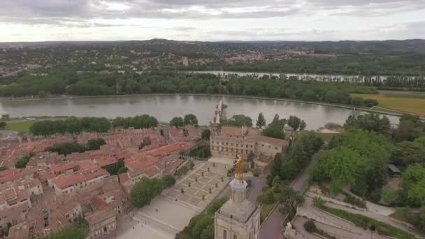 Flygvy Över Avignon Popes Palats Provence Södra Frankrike — Stockvideo