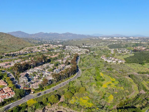 Aerial View Suburban Neighborhood Identical Villas Next Each Other Valley — Stock Photo, Image