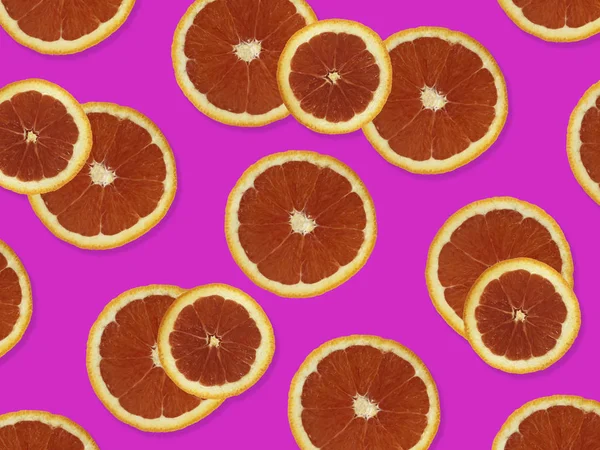 Creative Pattern Made Red Oranges Top View Colorful Fruit Pattern — Stock Photo, Image