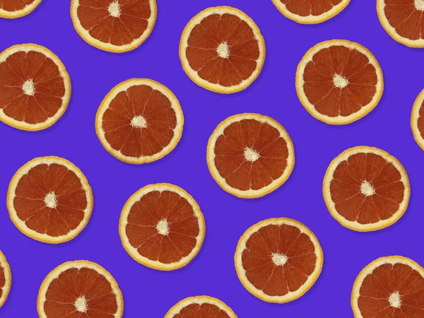 Patrón Creativo Hecho Naranjas Rojas Vista Superior Del Patrón Fruta — Foto de Stock