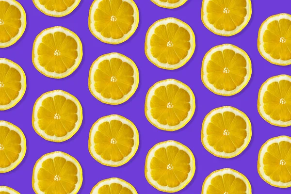 Creative Pattern Made Lemon Top View Fruit Fresh Limes Slices — Stock Photo, Image