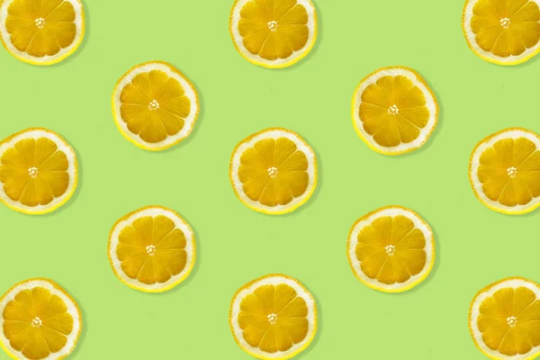 Creative Pattern Made Lemon Top View Fruit Fresh Limes Slices — Stock Photo, Image