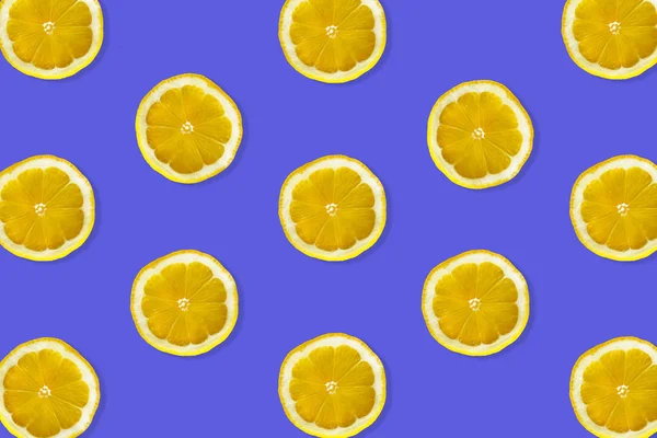 Creative Pattern Made Lemon Top View Fruit Fresh Limes Slices — Stock Photo, Image