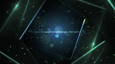 Neon hat ışıkları ile mavi sanal soyut arka plan uzay tüneli. Gerçeklik meydanı portal kemer tüneli. Spektrum canlı renkler lazer gösterisi.