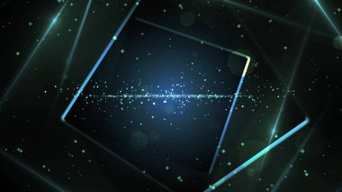 Neon hat ışıkları ile mavi sanal soyut arka plan uzay tüneli. Gerçeklik meydanı portal kemer tüneli. Spektrum canlı renkler lazer gösterisi.